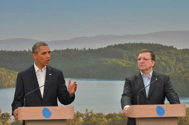 Barack Obama et José Manuel Barroso lors du G-8 d'Irlande du Nord en juin 2013. © CE Barack Obama et José Manuel Barroso lors du G-8 d'Irlande du Nord en juin 2013. © CE